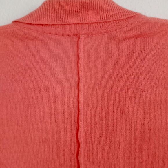 FREE PEOPLE 100% Cashmere Cardigan Button Sweater XS Mango Pink Collar Roll Edge - Picture 6 of 8